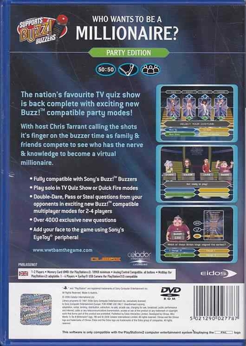 Who Wants To Be A Millionaire Party Edition - PS2 (B Grade) (Genbrug)